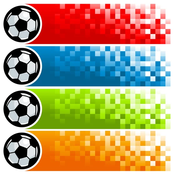 Banners de píxeles de fútbol coloridos — Vector de stock