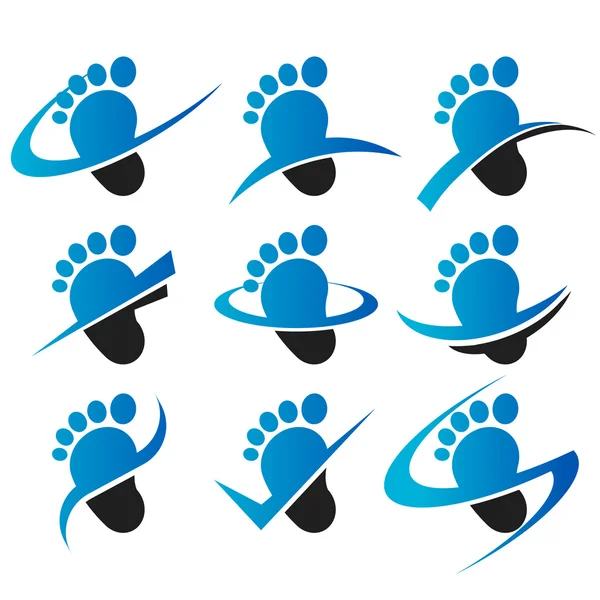 Ícones de pés de Swoosh —  Vetores de Stock