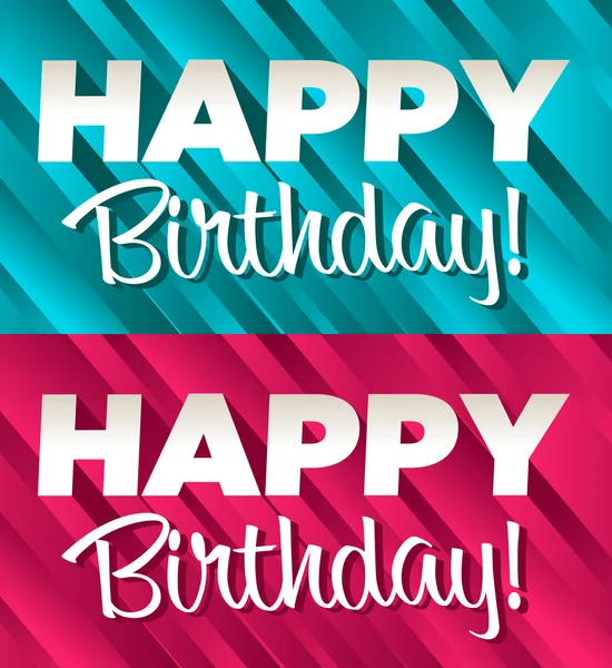 Banners de cumpleaños azules y rosados — Vector de stock