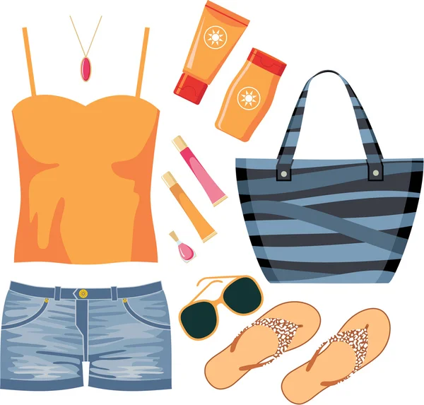 El juego de la moda de la ropa de verano — Vector de stock