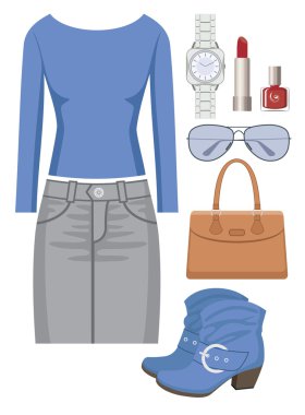 Etek ve süveter ile moda seti