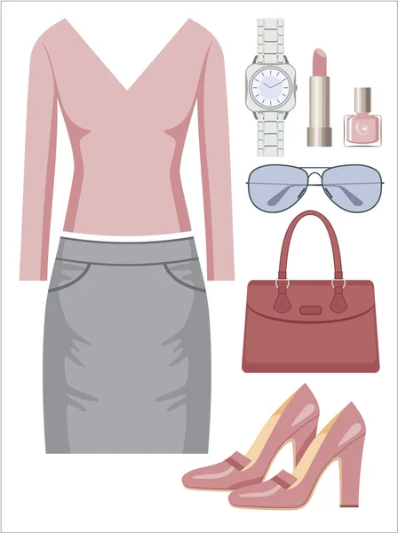 Fashion set met rok en trui — Stockvector