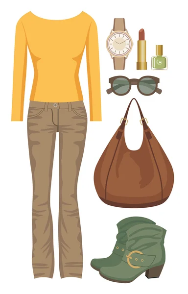 Fashion set met jeans en trui — Stockvector