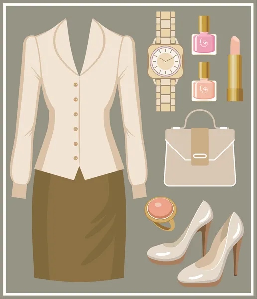 Fashion set with a blouse and a skirt — Stock Vector