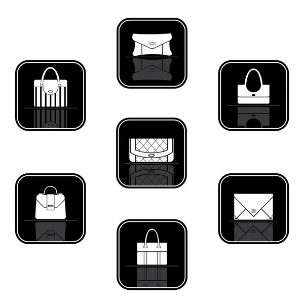 Set di icone nere con borse — Vettoriale Stock