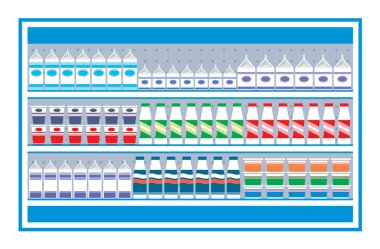 Süt ürünleri olan süpermarket rafları