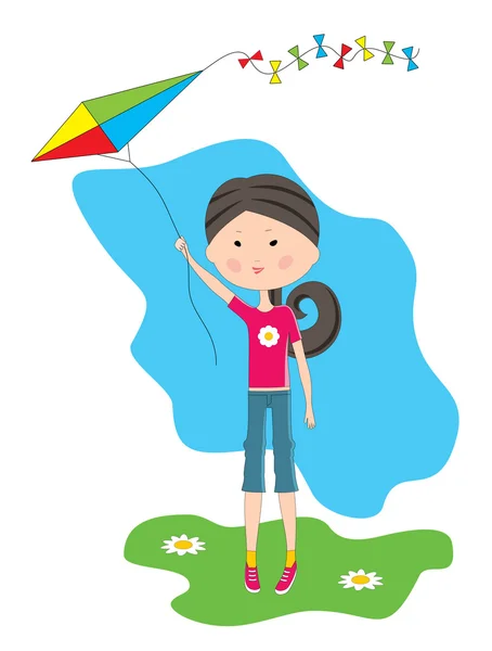 Cartoon the girl with a kite — Stock Vector