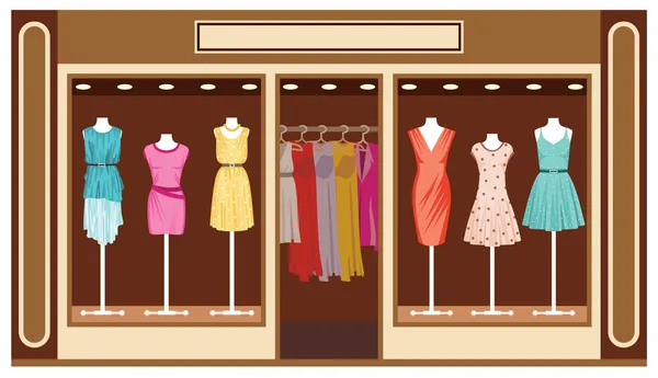 Boutique. Tienda de ropa de mujer — Vector de stock