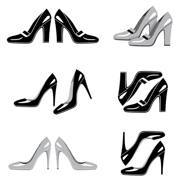 Conjunto de iconos de zapatos de mujer — Vector de stock