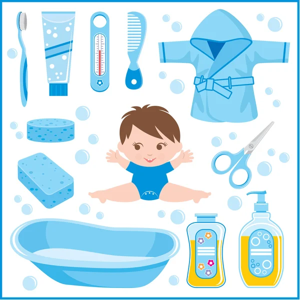 Set of children's things for bathing — Stock Vector