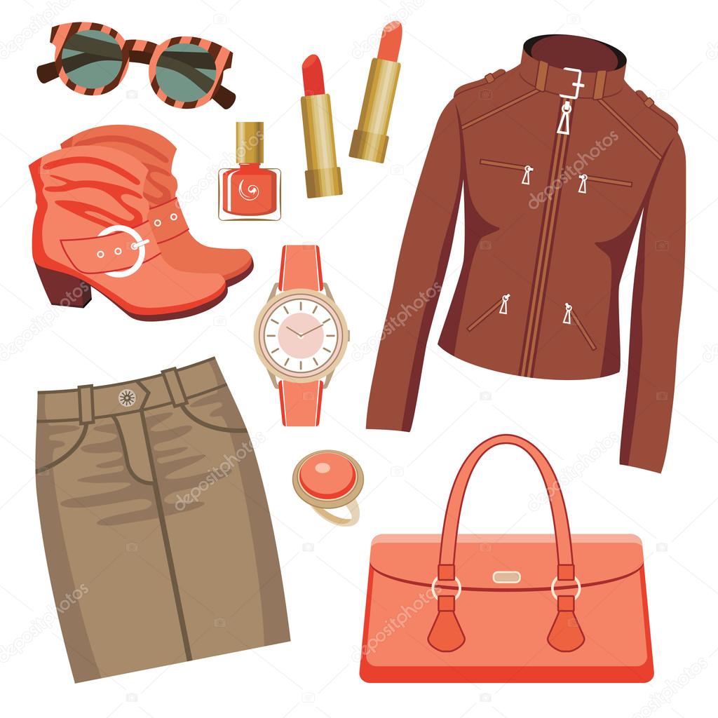 Fashion set with skirt and a jacket.