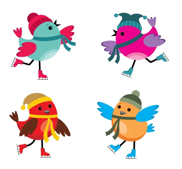 Птицы на коньках — стоковый вектор