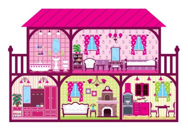 House for the girl in a cut clipart