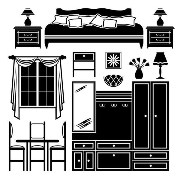 Conjunto de iconos de muebles — Vector de stock