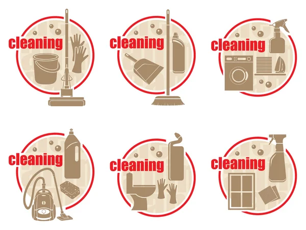 Set pictogram schoonmaken — Stockvector