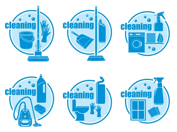 Set pictogram schoonmaken — Stockvector