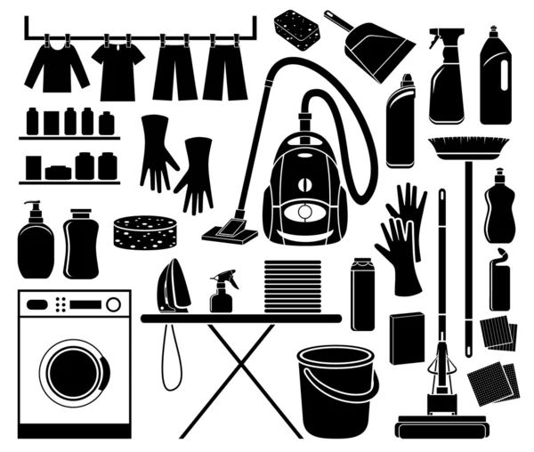 Set pictogram schoonmaken — Stockvector