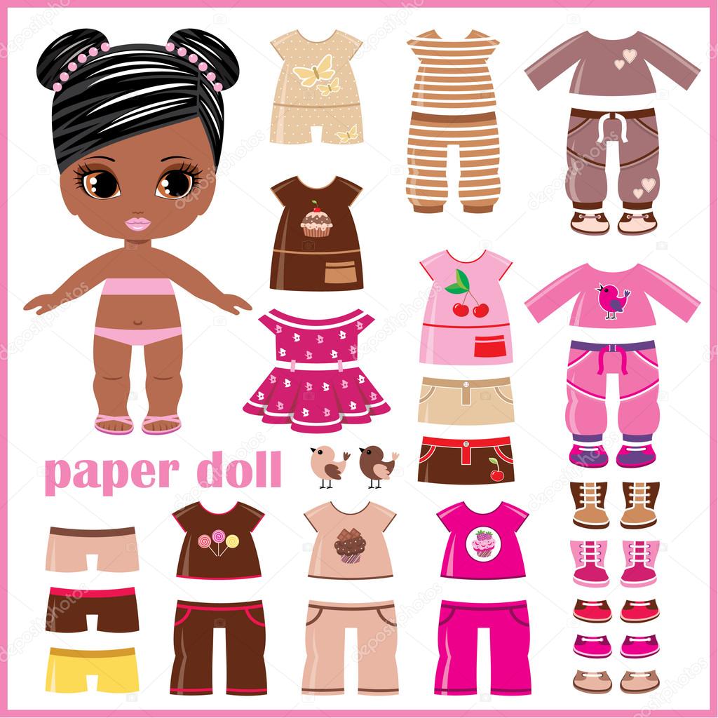 Paper doll with clothes set