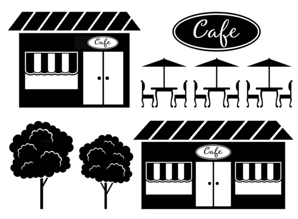 Black icon of cafe — Stock Vector