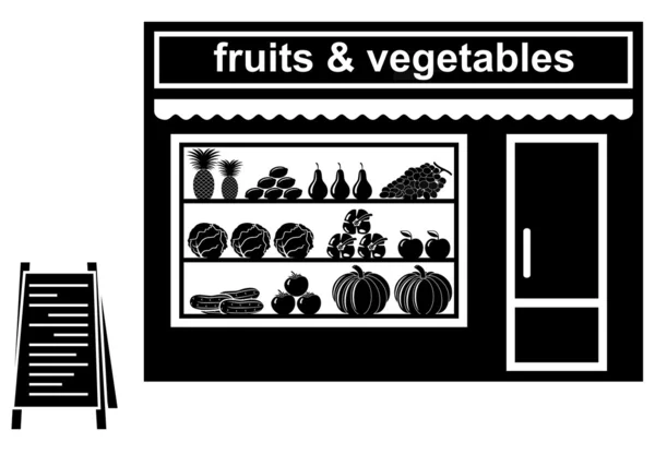 Icono negro de la tienda de frutas — Vector de stock