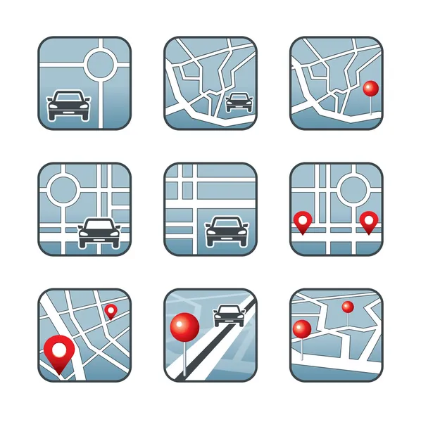 Mapa de la ciudad con iconos GPS — Archivo Imágenes Vectoriales