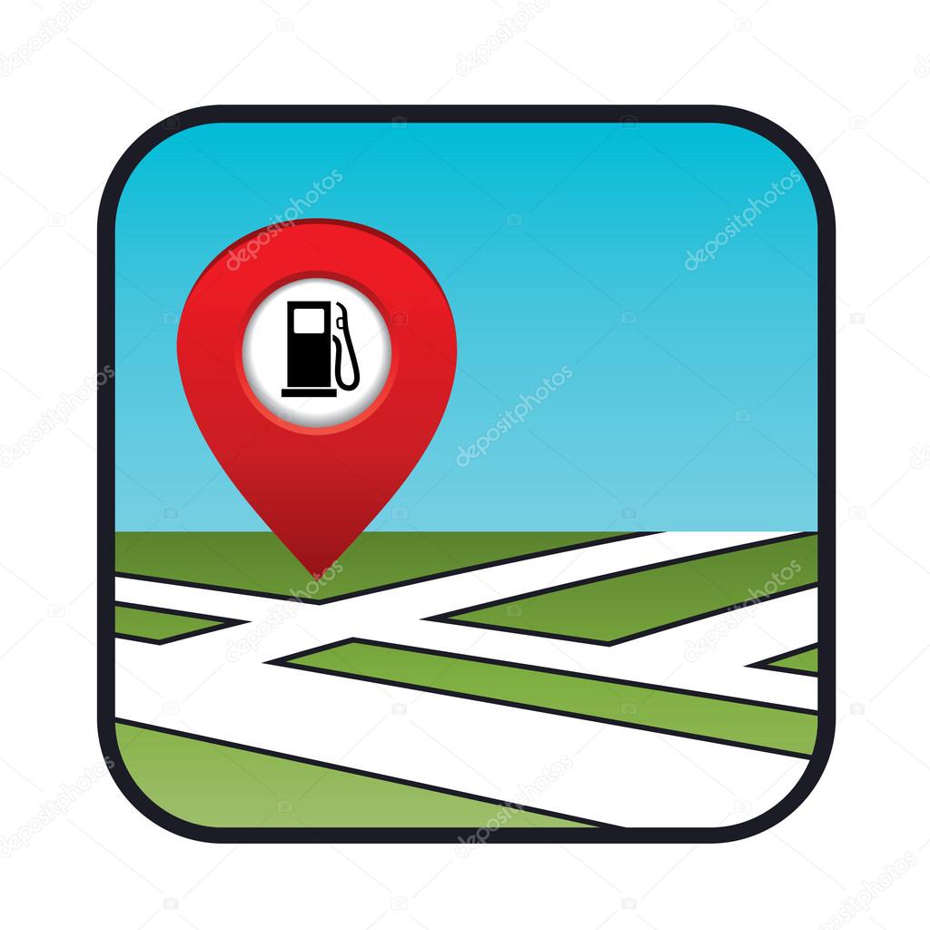 Street map icon with the pointer gas station.