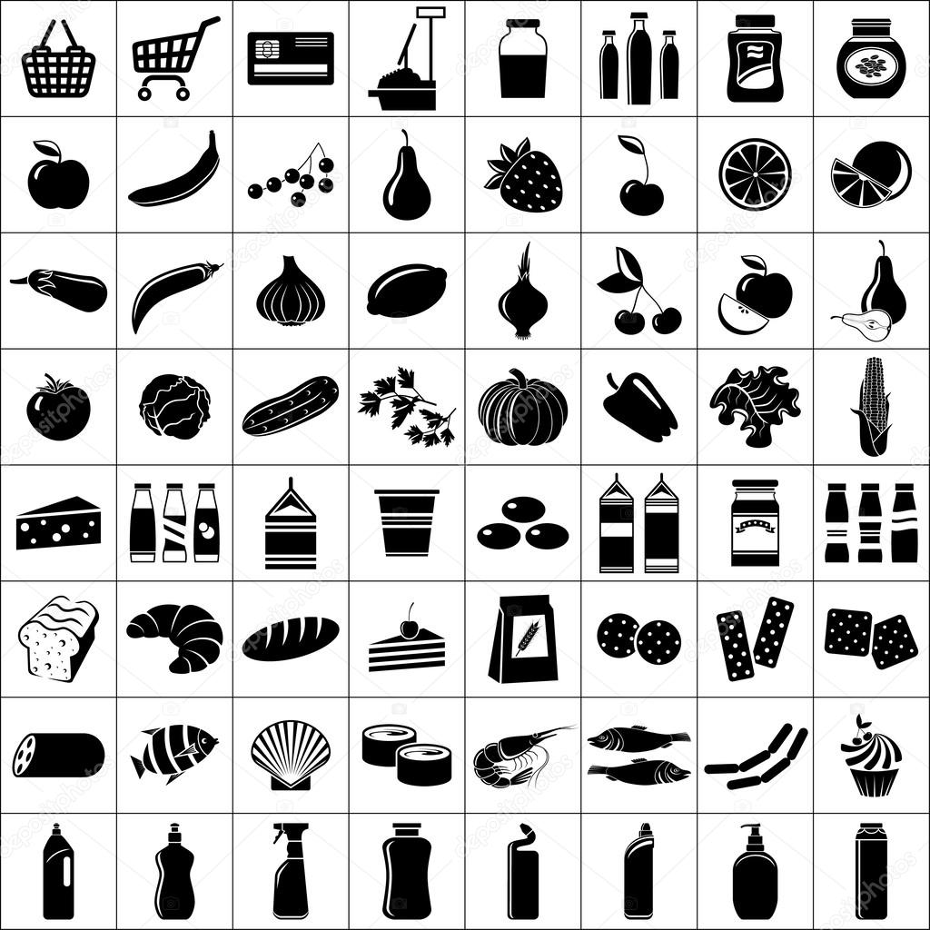 Set of supermarket symbols