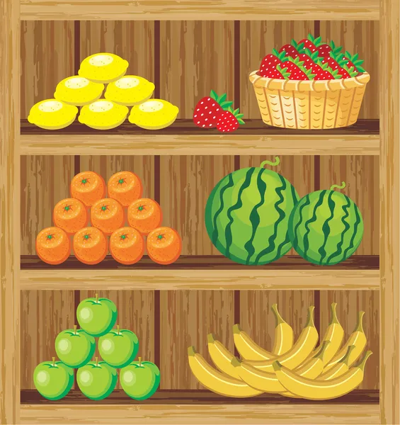 Supermarket. Shelfs with food — Stock Vector