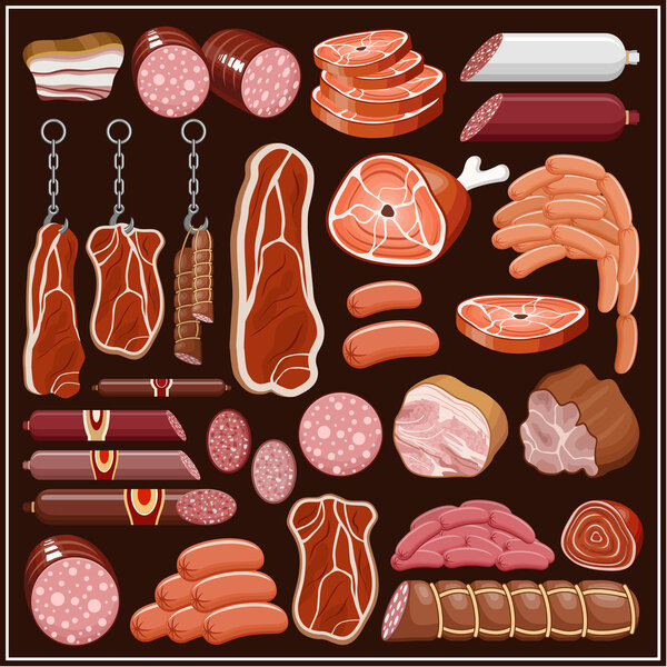 Set of meat products.