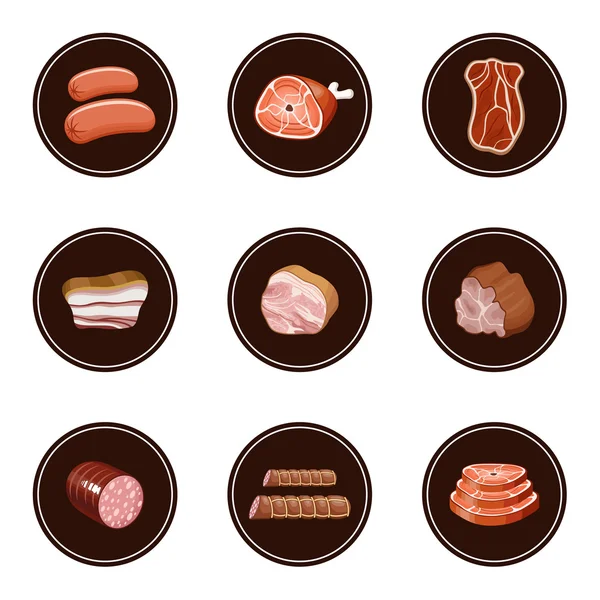 Set meat products. — Stock Vector