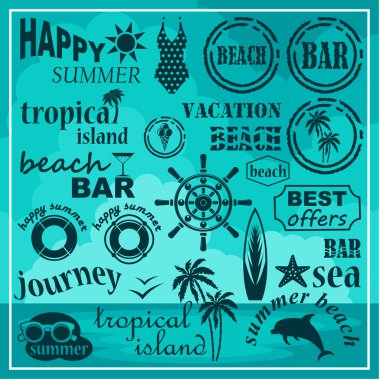 Beach icon set vector