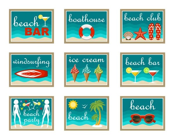 Spiaggia set icone . — Vettoriale Stock