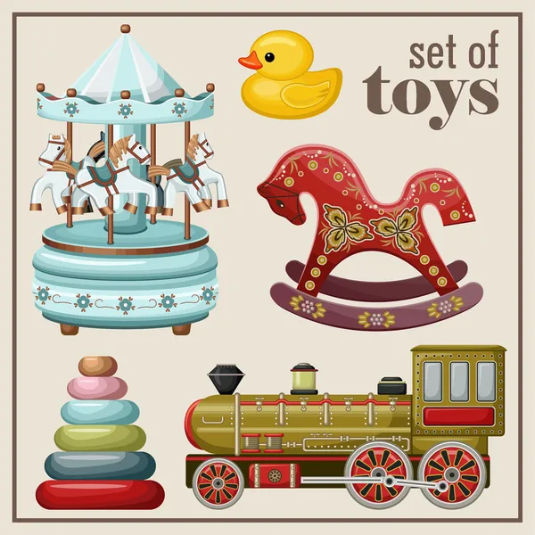 Set of vintage toys. — Stock Vector