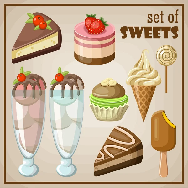 Set of sweets — Stock Vector