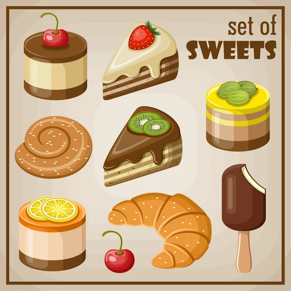 Set of sweets — Stock Vector