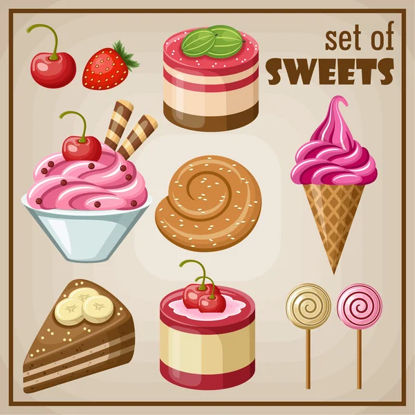 Набор сладостей — стоковый вектор