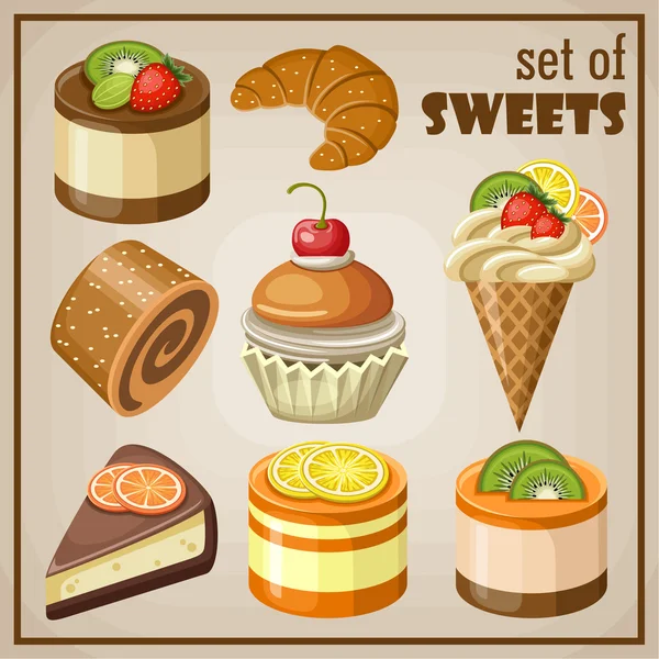 Set of sweets — Stock Vector