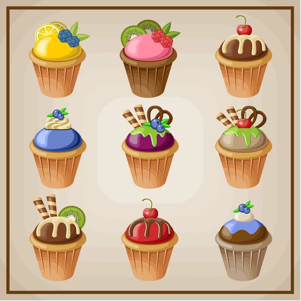Set di cupcake — Vettoriale Stock