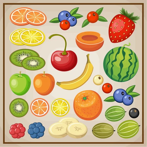 Frutas. Vector — Archivo Imágenes Vectoriales