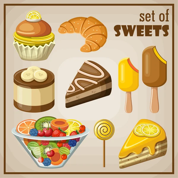 Set of sweets — Stock Vector