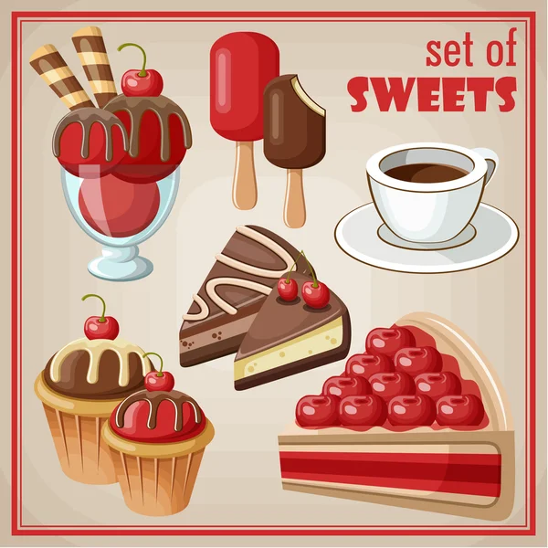 Conjunto de dulces. Ilustración vectorial — Archivo Imágenes Vectoriales