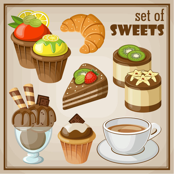 Set of sweets. vector illustration
