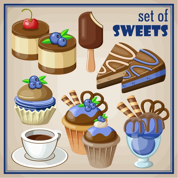 Sada sladkostí. vektorové ilustrace — Stockový vektor
