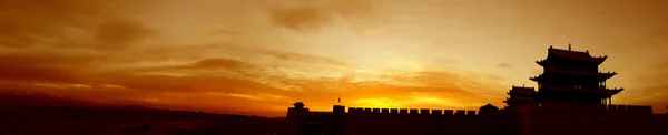 Sunrise of the Jiayuguan Pass Tower in GanSu,China — Stock Photo, Image