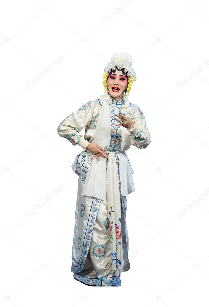 Pretty chinese taditional opera actress with white isolated background