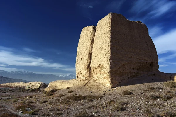 El Segundo Muelle de la Gran Muralla en el desierto de Gobi en Jiayuguan — Foto de Stock