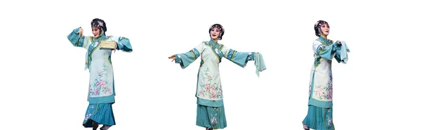 Гарна китайська пугонадна оперна актриса з білим ізольованим фоном — стокове фото