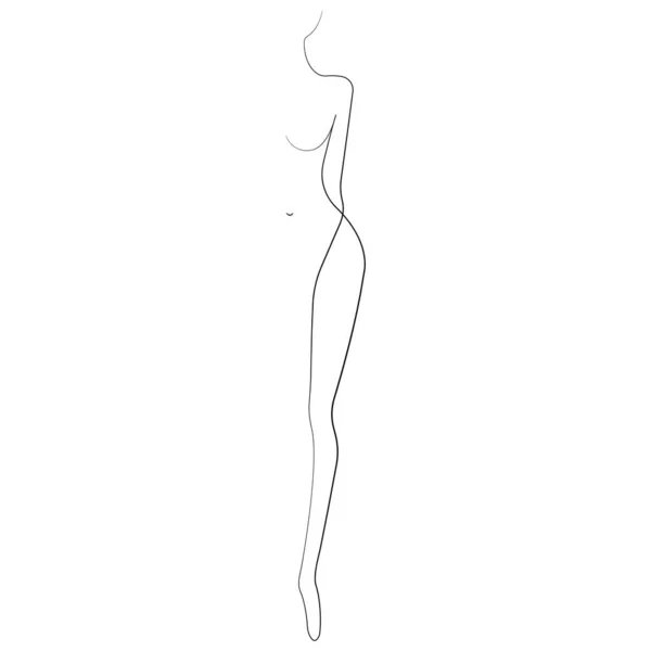 裸の女体の全長部分 直線型 図面のデザインは アイコン 近代的な装飾 展示会 入れ墨 図面スタジオのロゴ アルバム プリント — ストックベクタ
