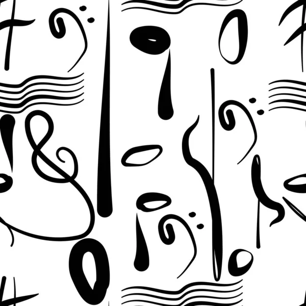 Μουσική Μαύρο Doodle Αδιάλειπτη Μοτίβο Λευκό Φόντο Σχεδιασμός Κατάλληλο Για — Διανυσματικό Αρχείο