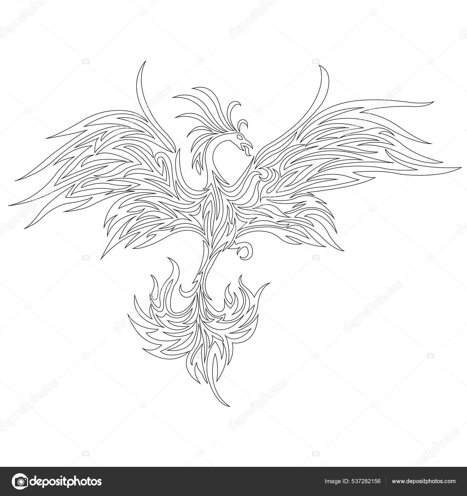 Phoenix hand drawn sketch mythical birds Vector Image